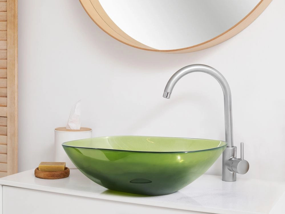 Lavabo da appoggio Superficie solida verde 340 x 360 mm Lavello da bagno semitrasparente