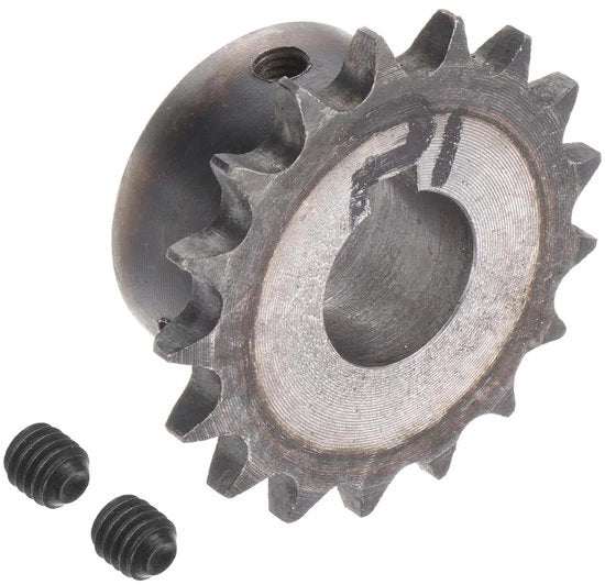 Rullo a catena per trasmissione motrice DIN/ISO 06B 17Z - 19mm diametro - Acciaio carbonio A3 - colore argento.