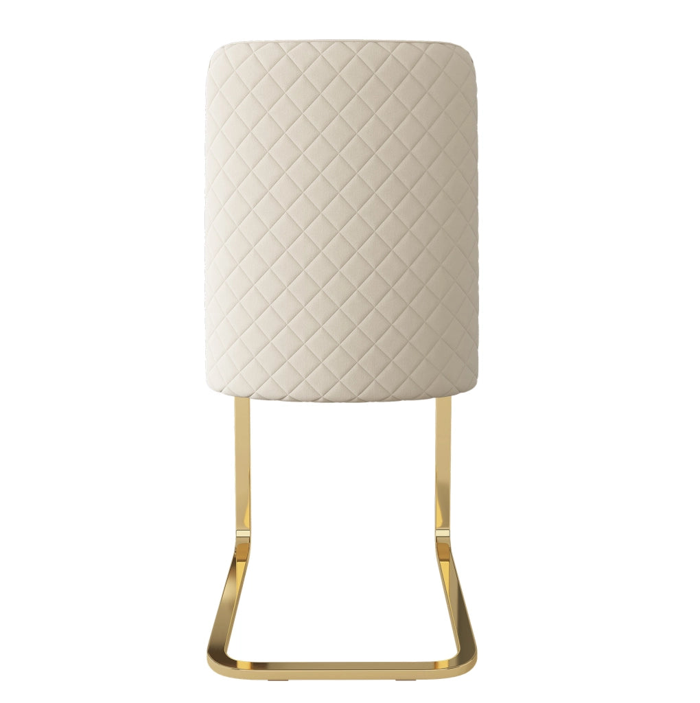 Set di 4 sedie da pranzo con schienale a rombi in velluto beige
