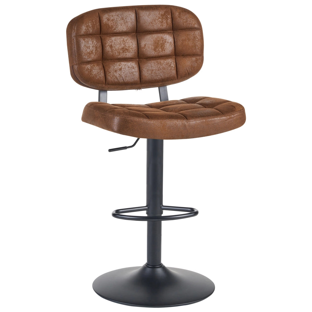 Set di 2 sgabelli da bar girevoli regolabili in altezza rivestiti in ecopelle scamosciata marrone stile retrò