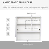 Pensile da Bagno con Specchiera 54x15x55 cm Ripiani Regolabili Bianco