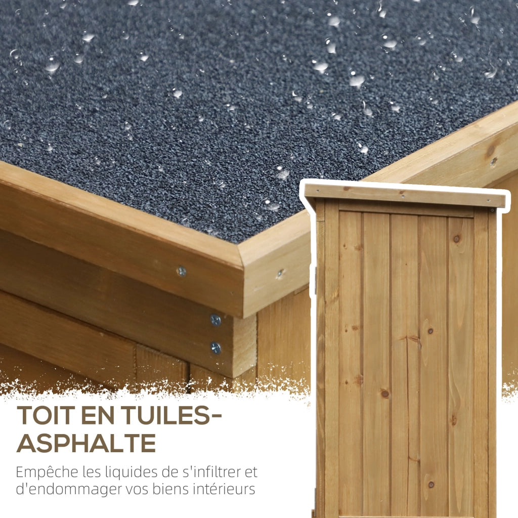 Armadio da giardino in legno per attrezzi con 2 ripiani ¨C Zephmum ¨C 87x47x160 naturale