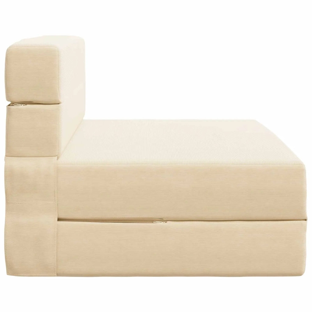 Divano Letto Pieghevole Crema 70 x 80 x 60 cm Tessuto 900099