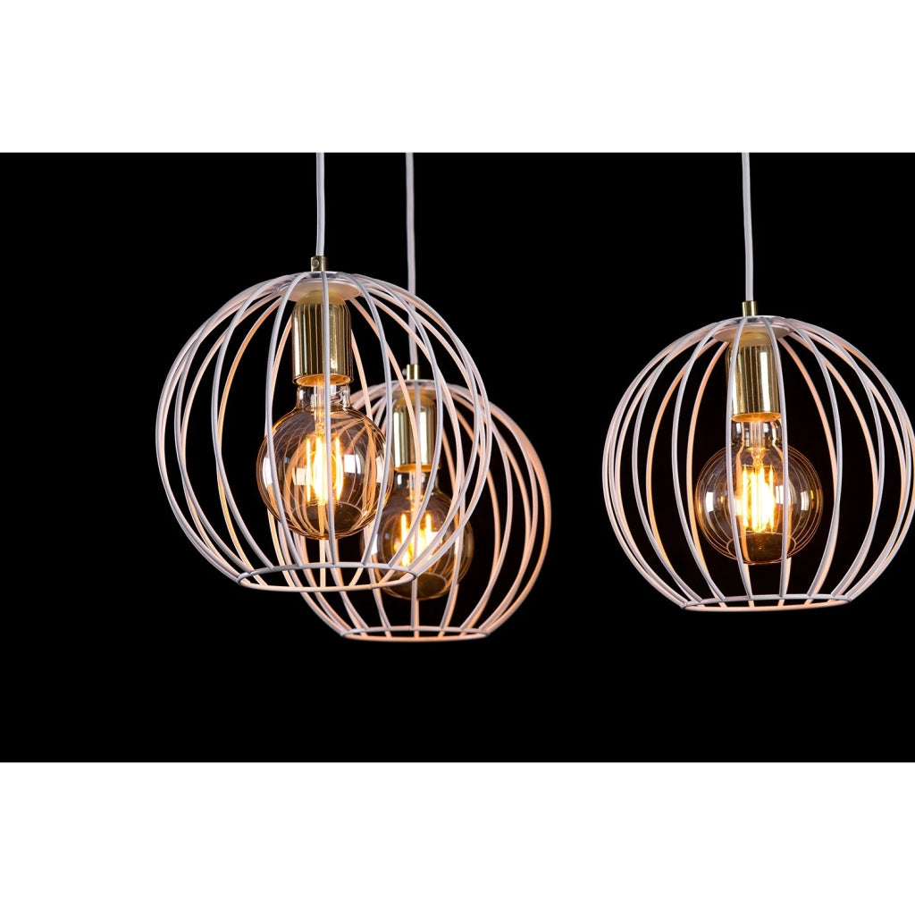 Lampadario Contemporaneo Omoikane Acciaio Bianco 3 Luci E27 Ip20