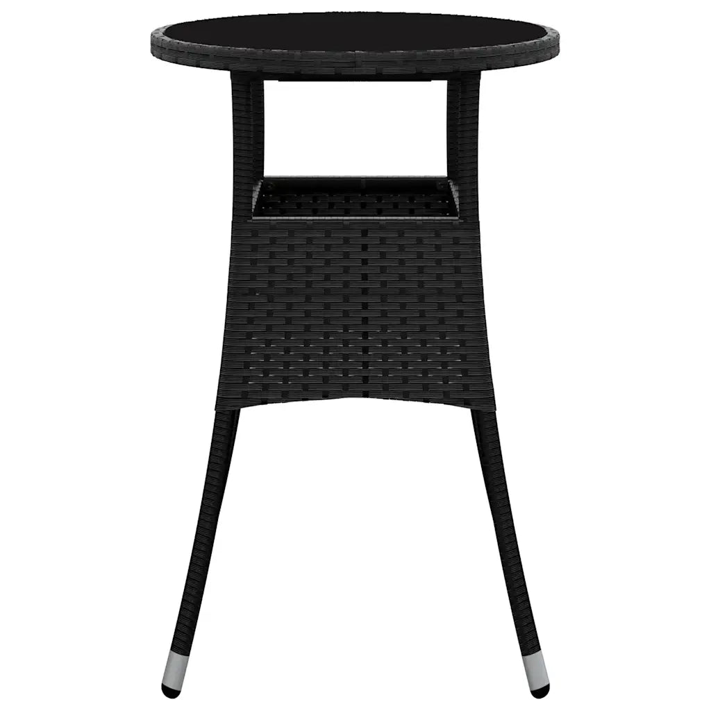 Tavolo da Giardino Ã˜60x75 cm Vetro Temperato e Polyrattan Nero cod mxl 34233