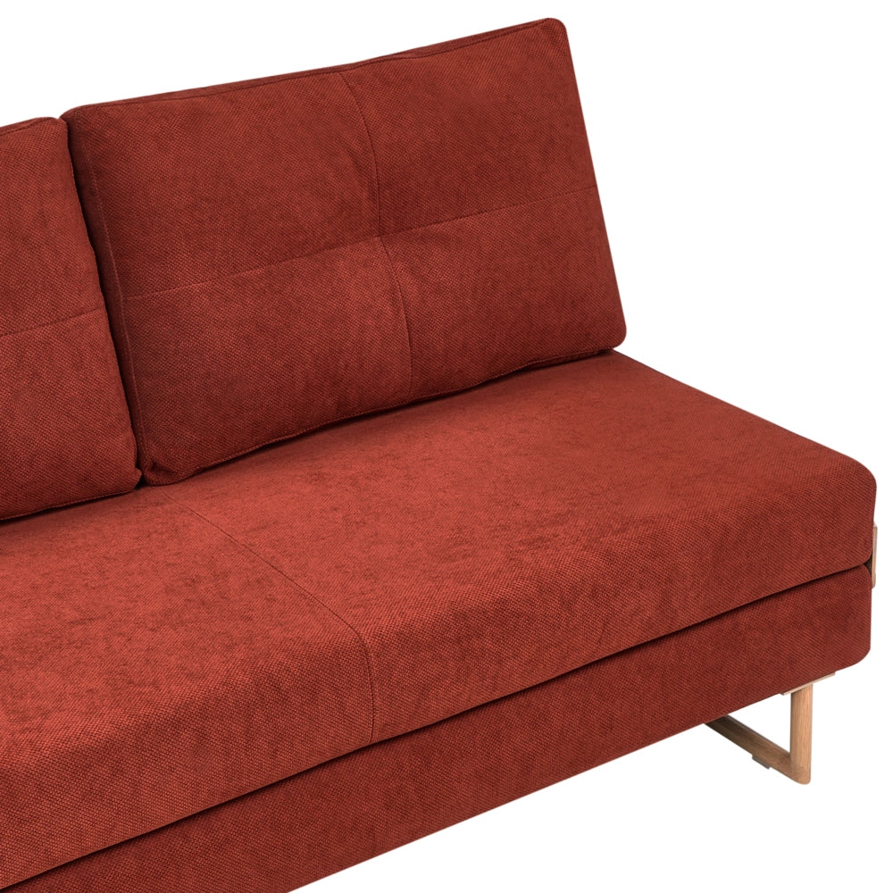 Divano letto a 3 posti Tessuto rosso per divano 3 persone Funzione letto pieghevole