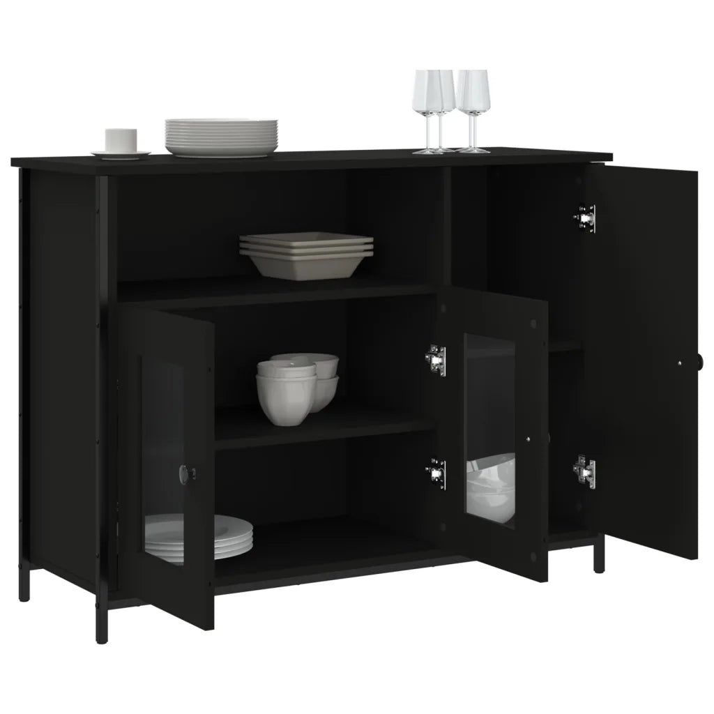 Credenza Nera 100x35x75 cm in Legno Multistrato 835509