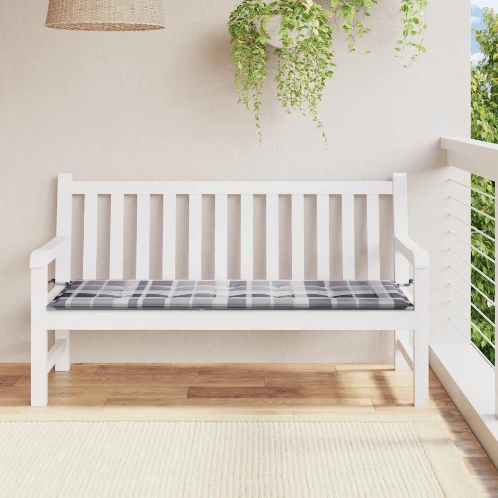 Cuscino per Panca a Quadri Grigi 150x50x3 cm Tessuto Oxfordcod mxl 70430