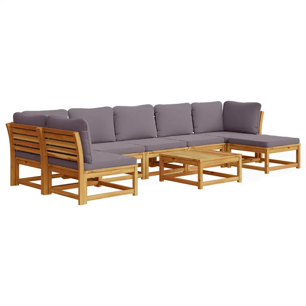 Set Salotto da Giardino 8 pz con Cuscini Legno Massello Acacia