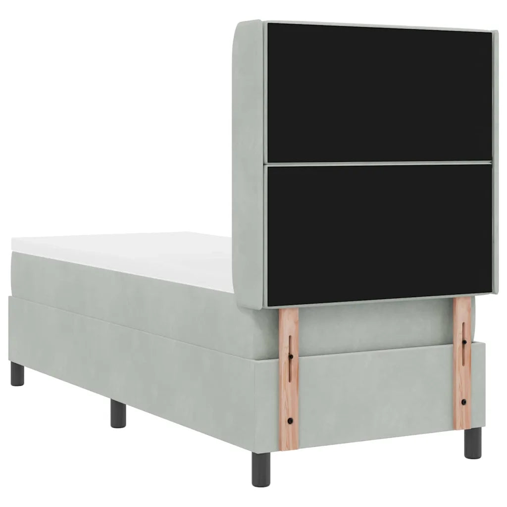 Letto a molle con materasso Grigio chiaro 80 x 200 cm Velluto 3343784