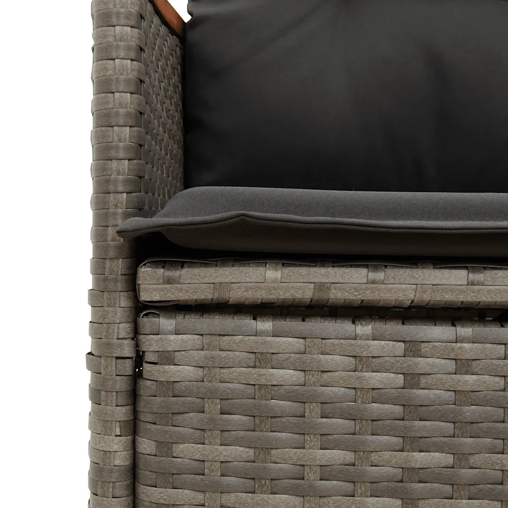 Sedie da Giardino Reclinabili 2 pz e Cuscini Grigio Polyrattan 365672