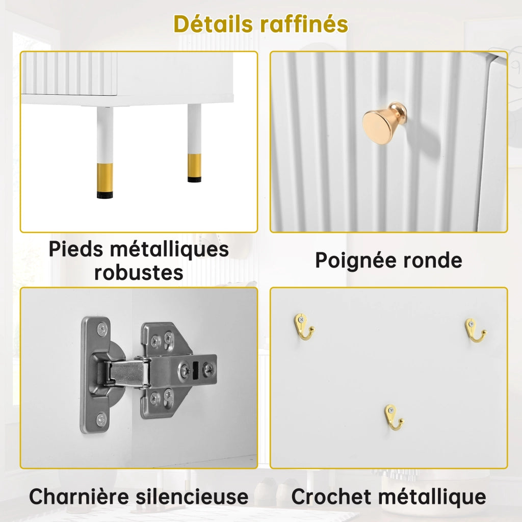 Mobile ingresso con scarpiera e 6 ganci; 2 ante; ripiano regolabile; per ingresso; bianco; 70 × 35 × 180 cm