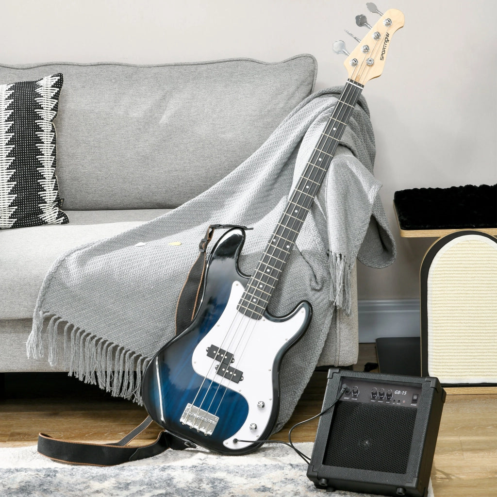 Basso Elettrico 4 Corde con Amplificatore ¨C zephmum ¨C Blu Scuro