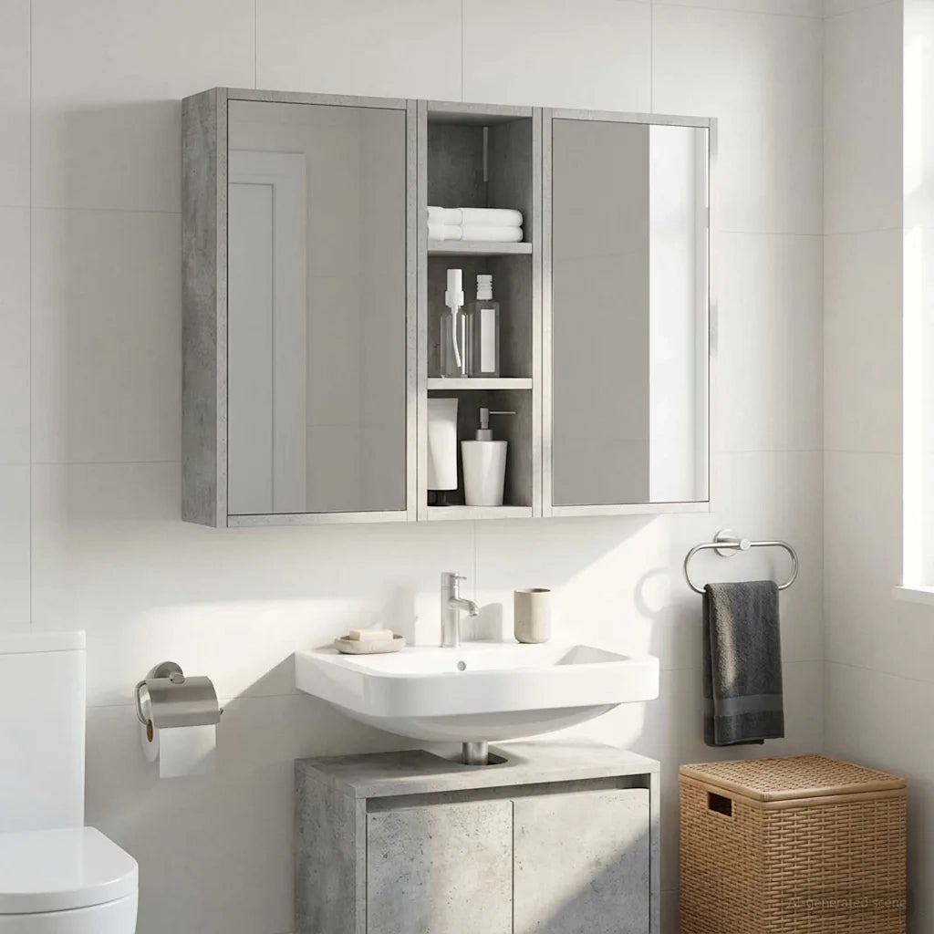 Armadio da bagno a muro Grigio Cemento 20 x 16 x 62,5 cm 889306
