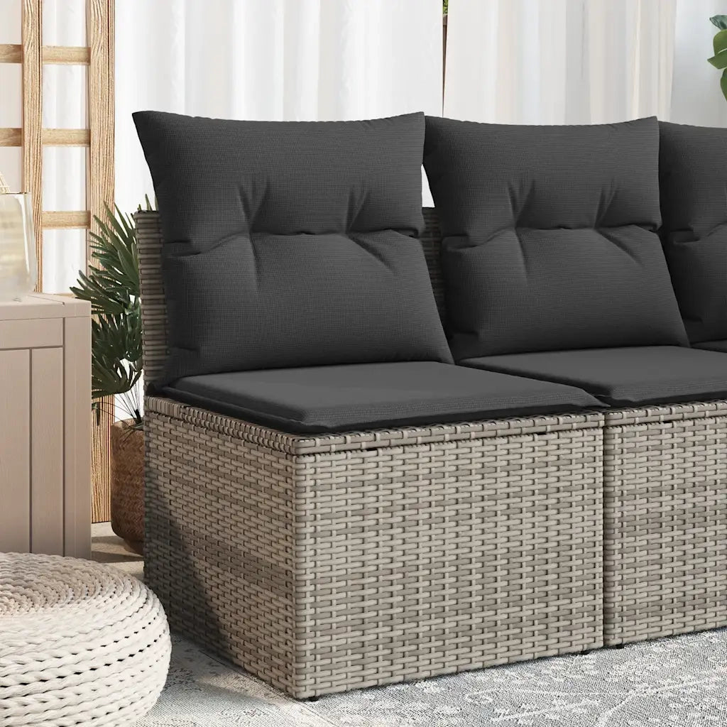 Sedia Giardino Senza Braccioli con Cuscini Grigio in Polyrattan CFW9707257