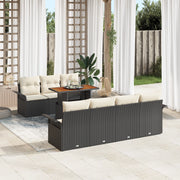 Set di Divani da Giardino da 8 Pezzi con Cuscini Rattan Polyrattan Nero
