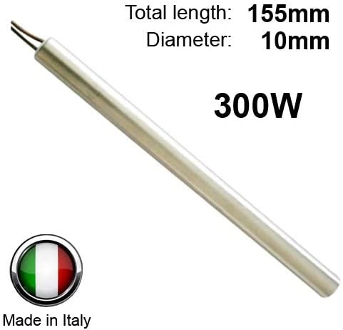 Ricambistufeapellet RESISTENZA CANDELETTA ACCENSIONE STUFA A PELLET 300W 155mm 10mm RAVELLI - TMC - DAL ZOTTO - EDILKAMIN