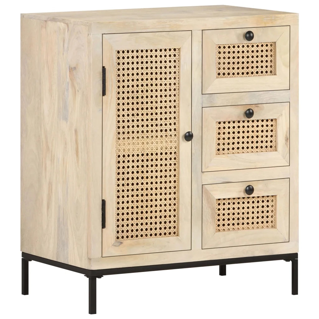 Credenza 60x35x70 cm Legno Massello di Mango e Canna Naturale 323508