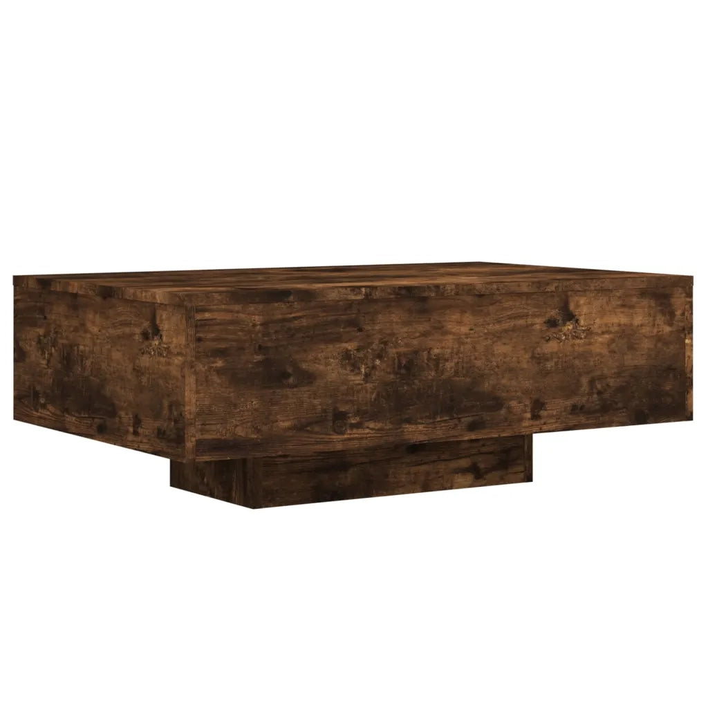 Tavolino da Soggiorno con Luci LED Rovere Fumo 85x55x31 cm 836613