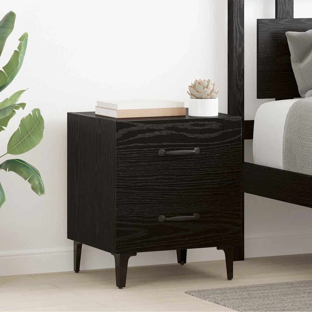 Armadietto per letto con cassetto Rovere Nero 40 x 35 x 47,5 cm CFW9810239