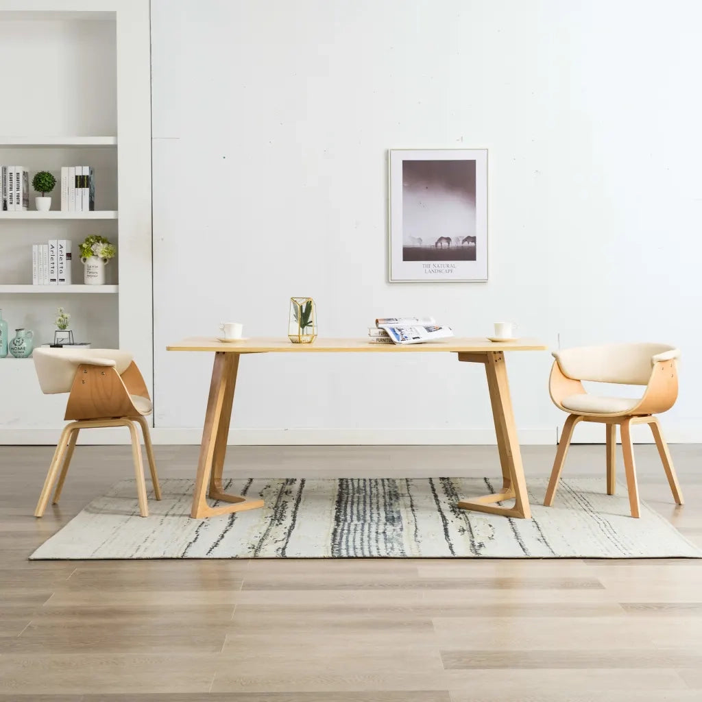 Sedie da Pranzo 2 pz | Sedie da cucina in Legno Curvato e Similpelle Crema