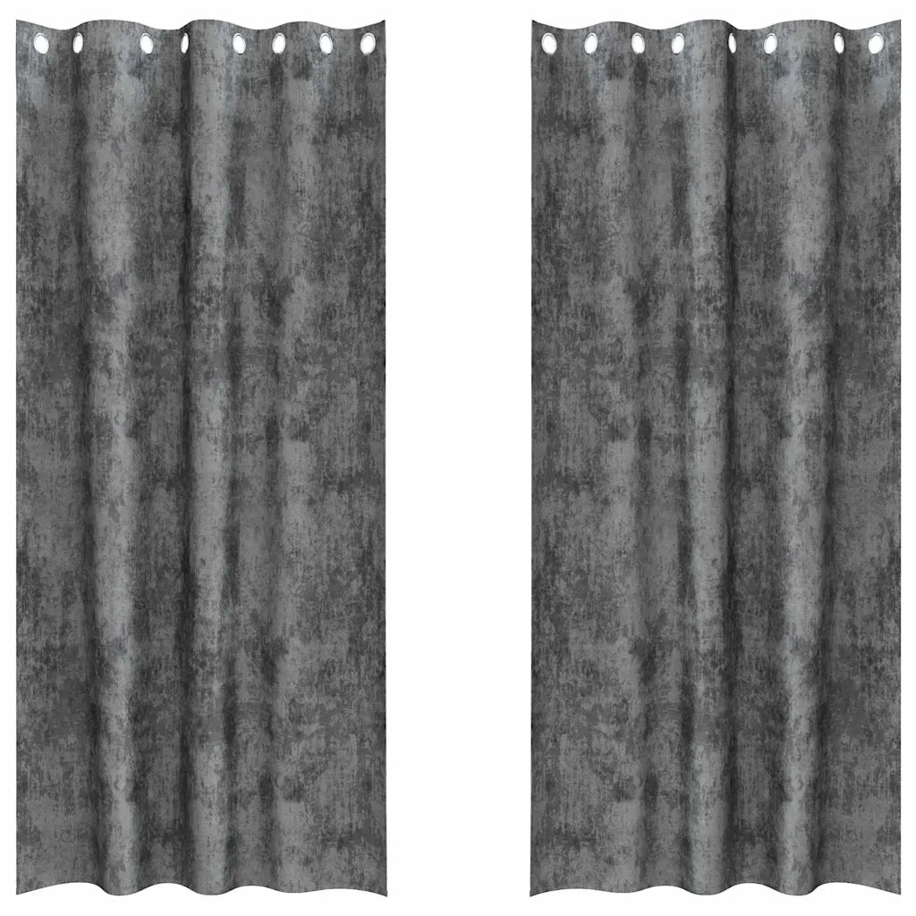 Tende in Velluto 2 pz Grigio 225 x 140 cm Velluto 4107655