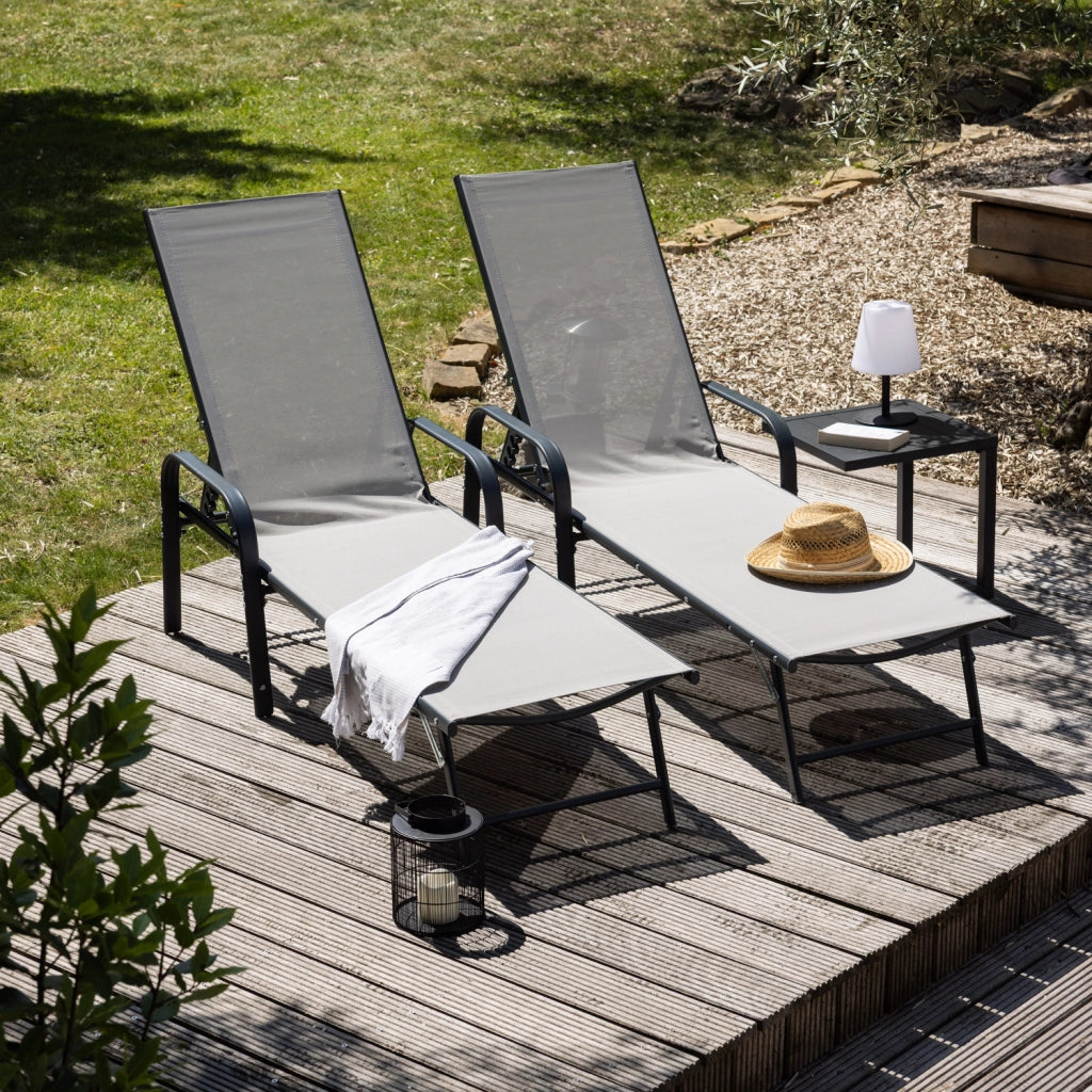 Set di 2 lettini in textilene grigio SARDINIA - struttura antracite