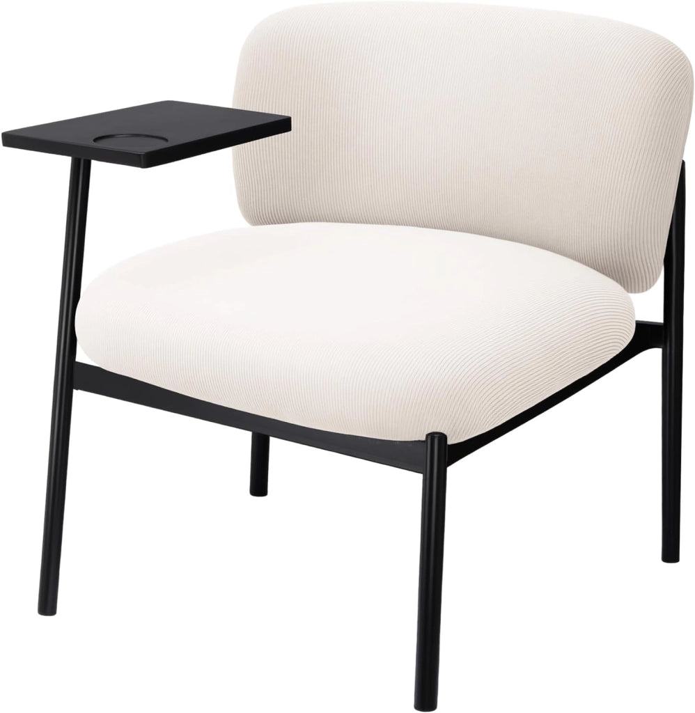 Poltrona lounge poltrona relax moderna con gambe in metallo, divano singolo per soggiorno/camera da letto/giardino, beige