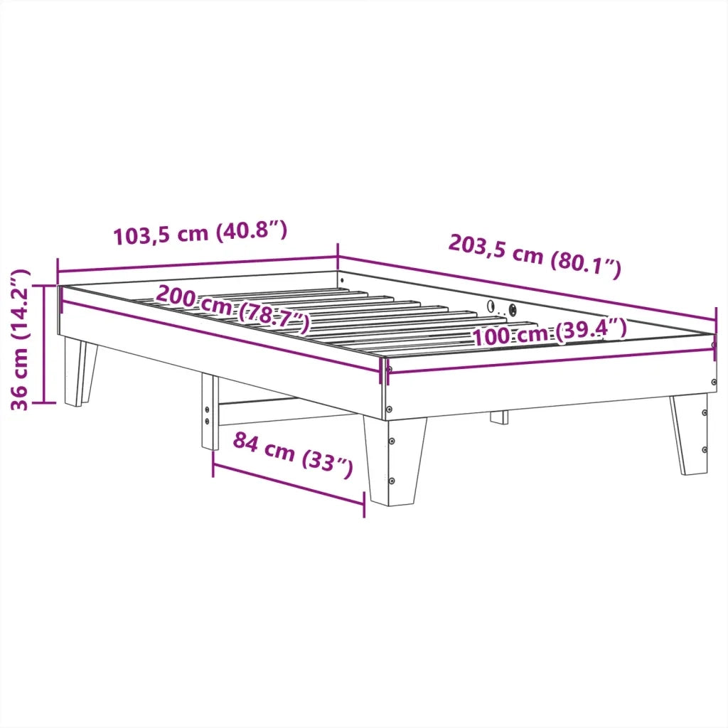 Giroletto senza Materasso Bianco 100x200 cm Legno Massello Pino 855362