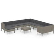 Set di mobili da giardino mobili da esterno 12 pezzi con cuscini resina intrecciata grigia 02_0015643