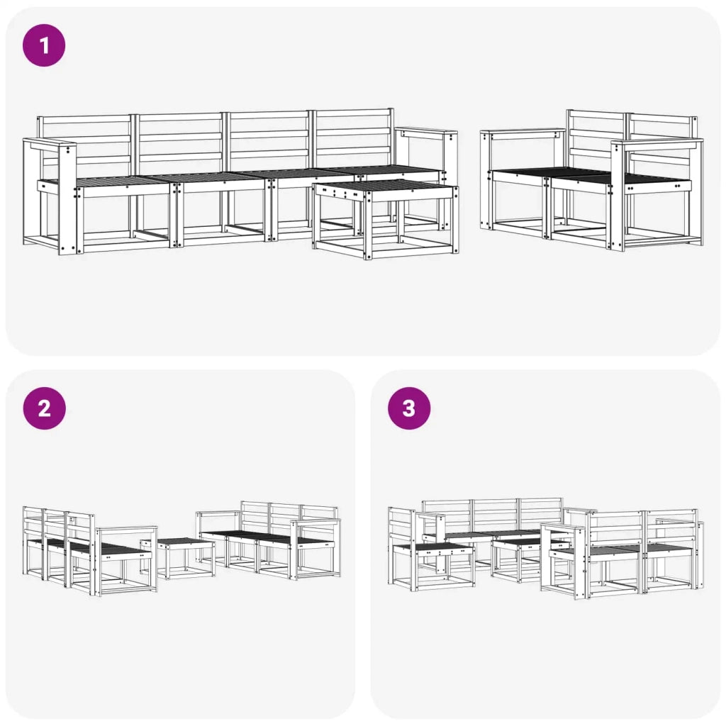 Set di divani da esterno 7 pcs Bianco 59 x 59 x 37 cm 3387283