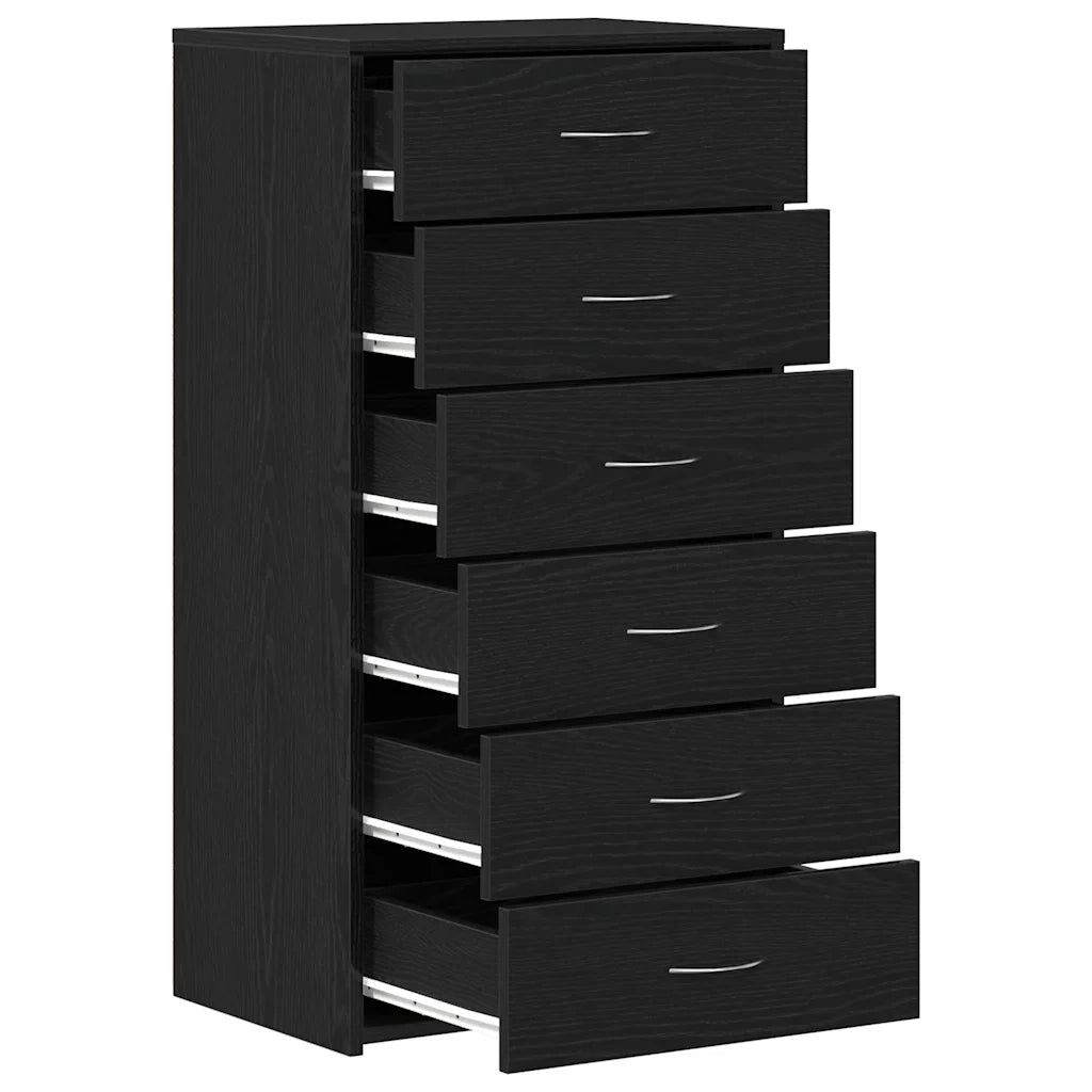 Credenza con 6 Cassetti Rovere Nero 50x34x96 cm in Truciolato 862442