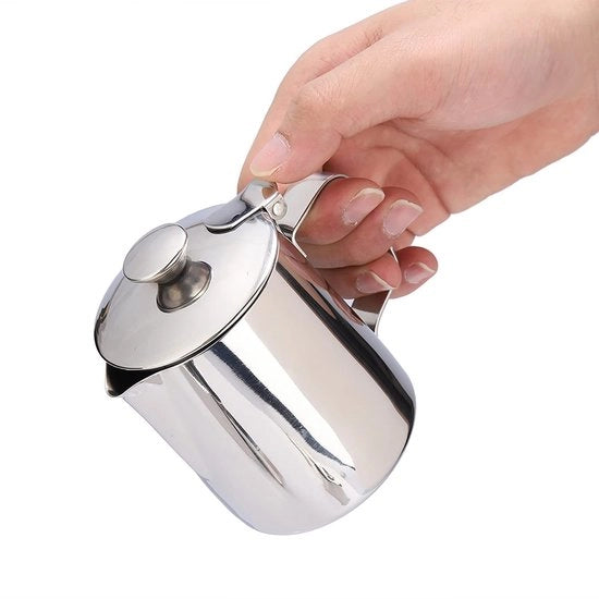 Caffè in acciaio inossidabile 350 ml - con schiuma di latte e coperchio - maniglia ergonomico - bocchetta senza gocce - sicuro e duraturo - contenitore per caffè