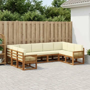 Set di divani da esterno con cuscino 9 pcs Naturale e Crema 3385536