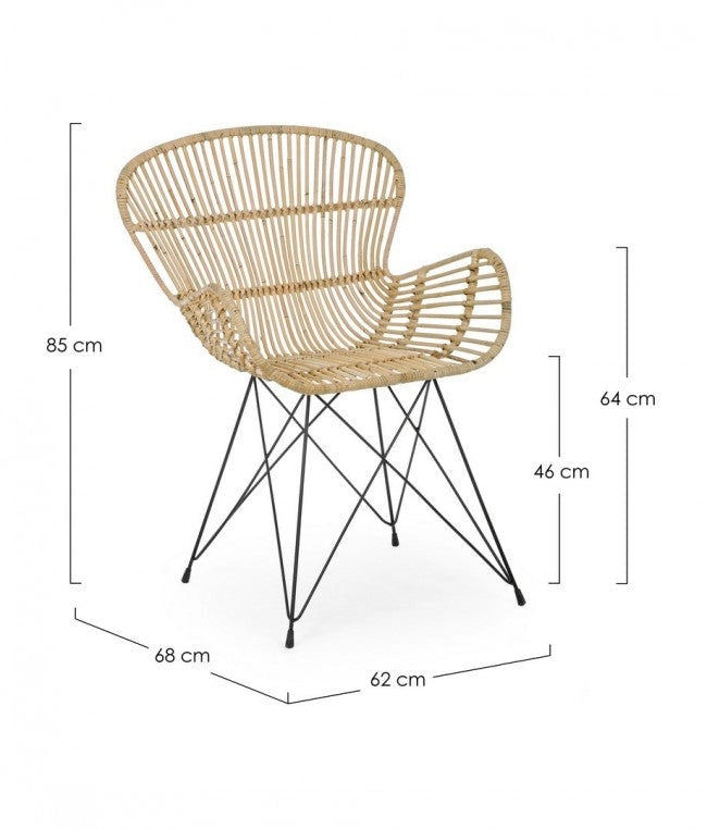 Set 4 Poltrone 62x68x85h cm Venturs Naturale