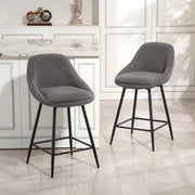 Set di 2 sgabelli da bar girevoli in tessuto effetto corda con struttura in acciaio, h 65 cm, grigio