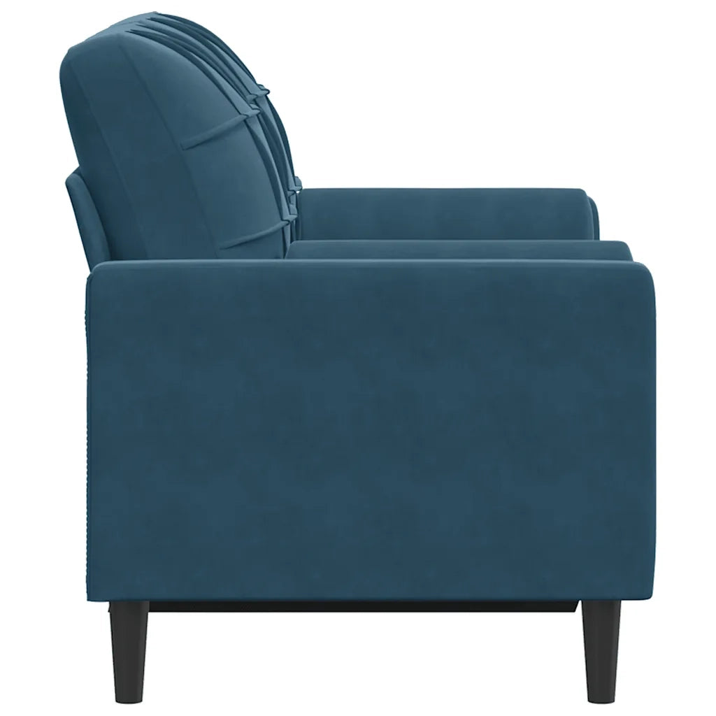 Divano a 2 Posti con Cuscini Blu 120 cm in Velluto 3278218