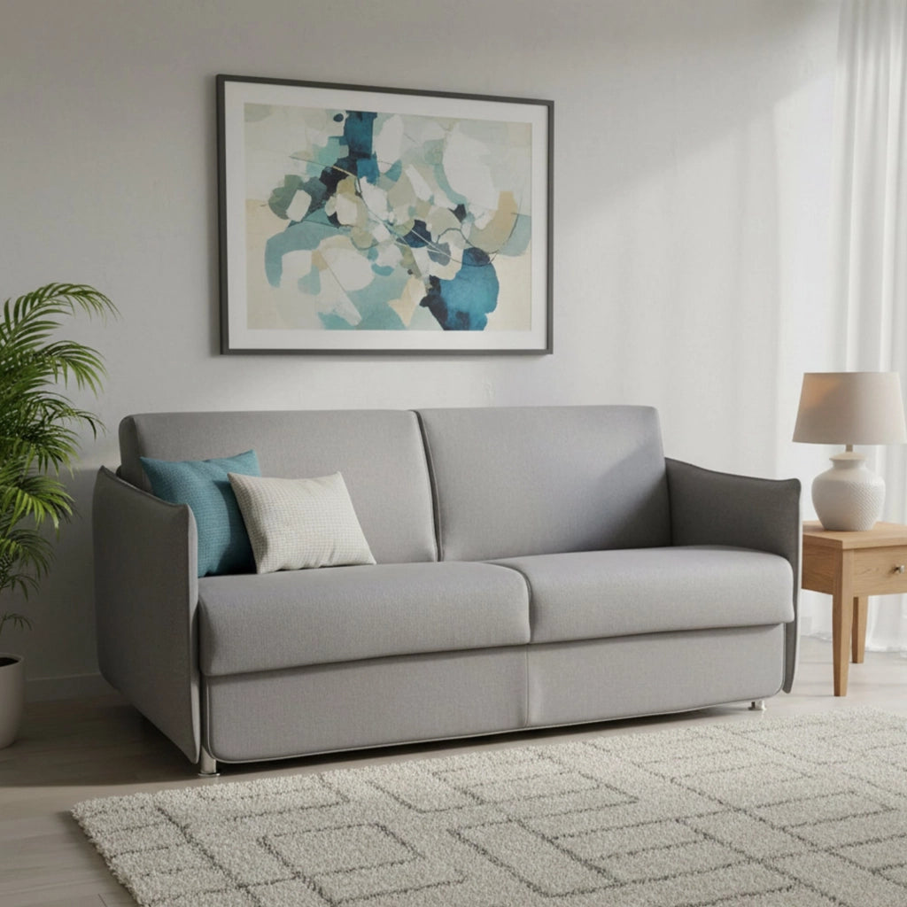 Cecina, Divano Letto 3 Posti Sfoderabile Made in Italy, 200x95 cm Grigio