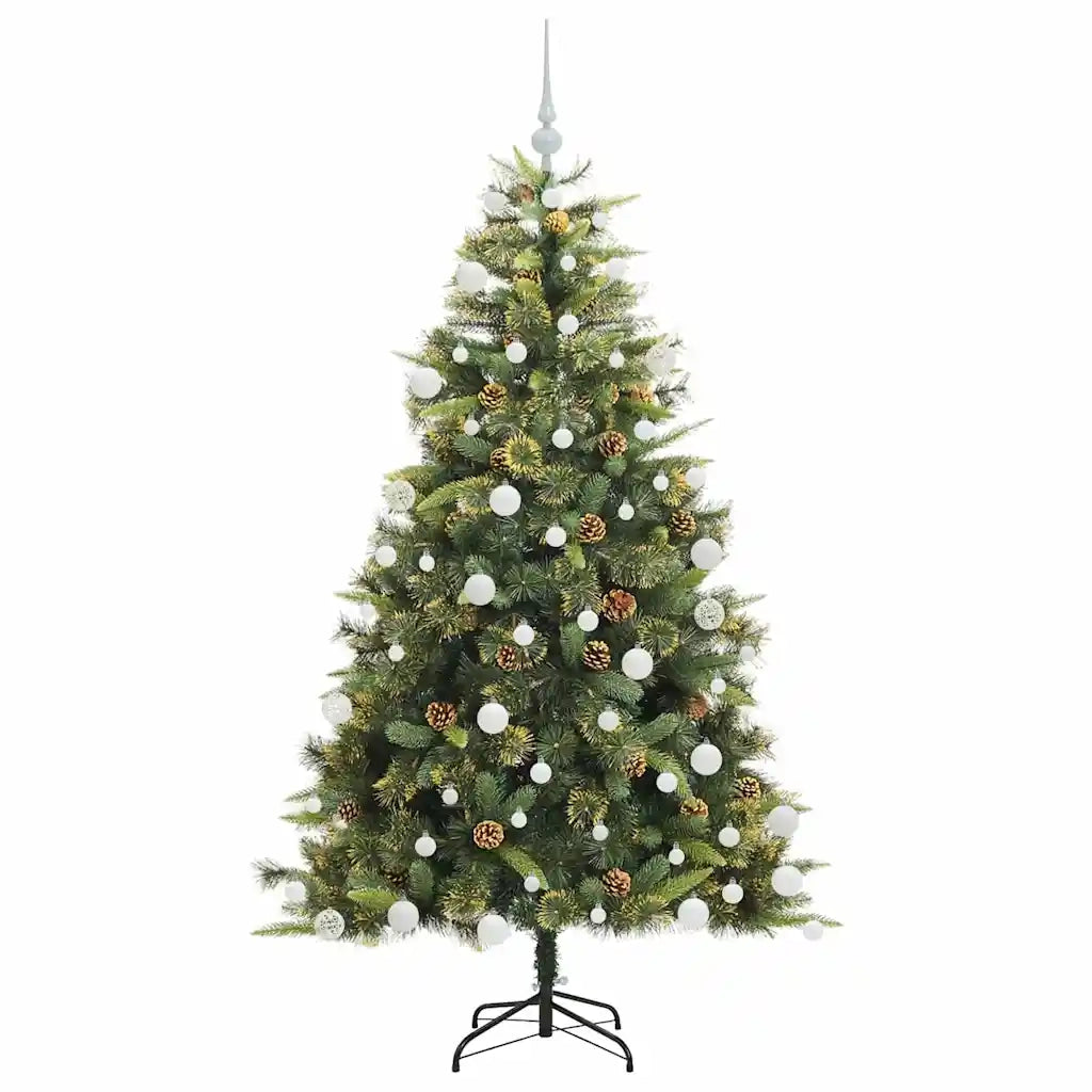 Albero di Natale artificiale pieghevole con coni Verde 180 cm 3395092