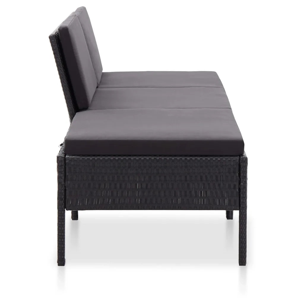 Set Divani da Giardino 3 pz | Set Salotto da Giardino con Cuscini in Polyrattan Nero