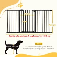 Cancellino per Cani a 3 Estensioni con Larghezza Regolabile fino a 147.5 cm e Chiusura Automatica, Nero