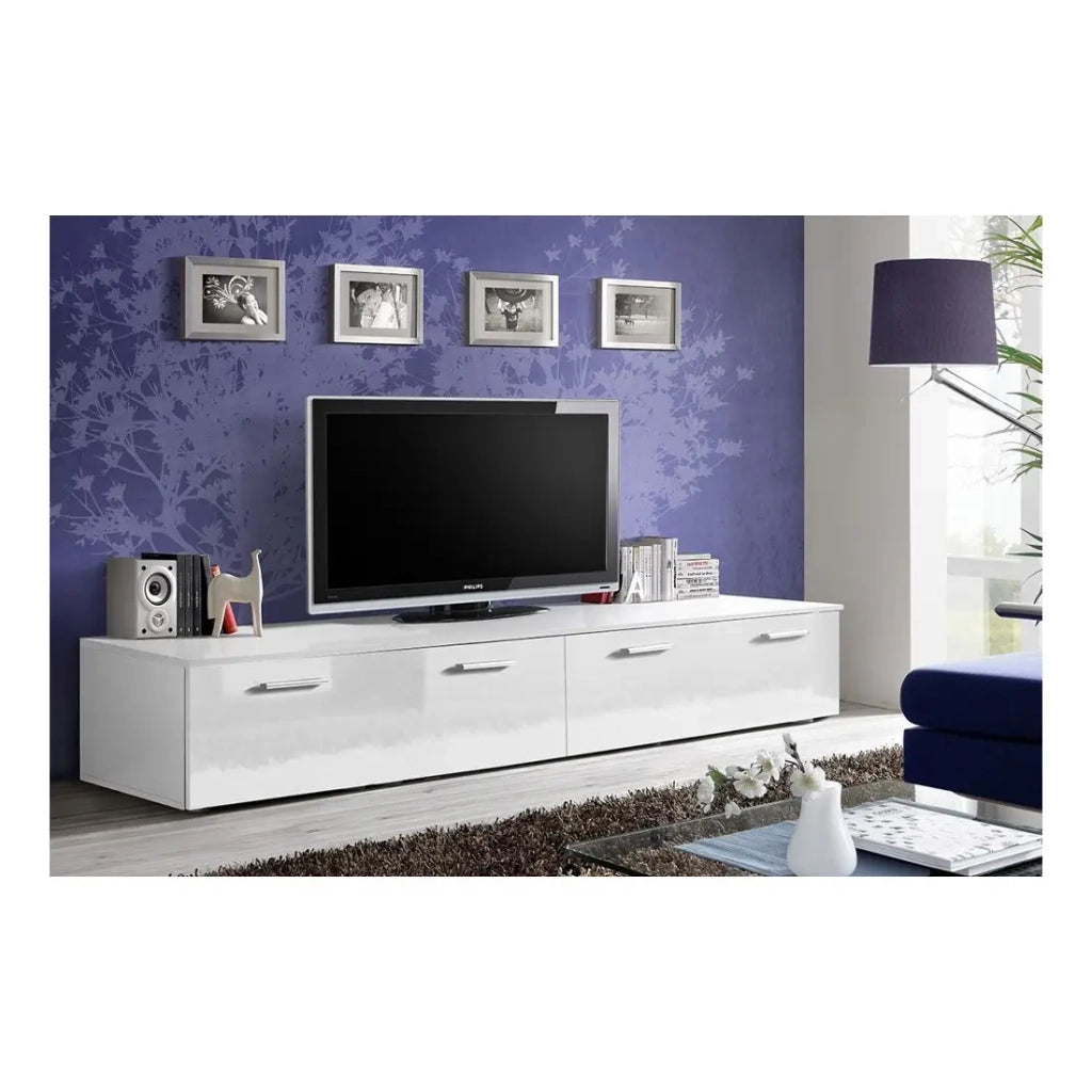 Mobile TV 200cm Collezione COMET. Colore bianco. 2 ante a ribalta.