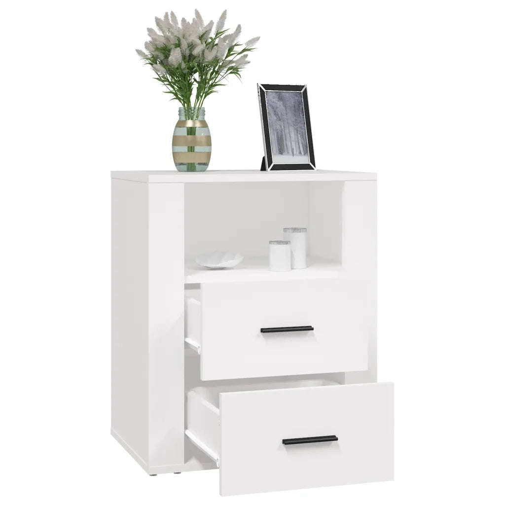 Comodino Bianco 50x36x60 cm in Legno Ingegnerizzato 816728