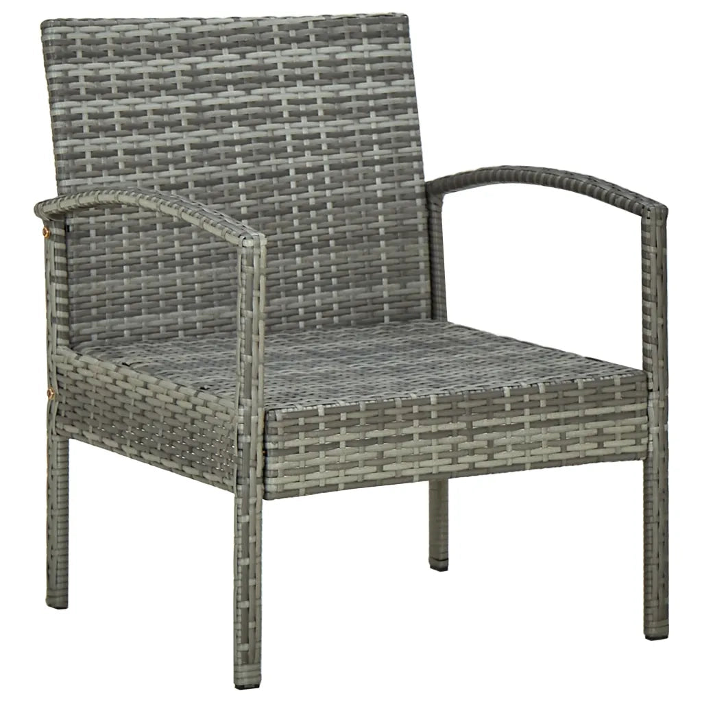 Set da Bistrot 3 pz con Cuscini in Polyrattan Grigio cod mxl 32835
