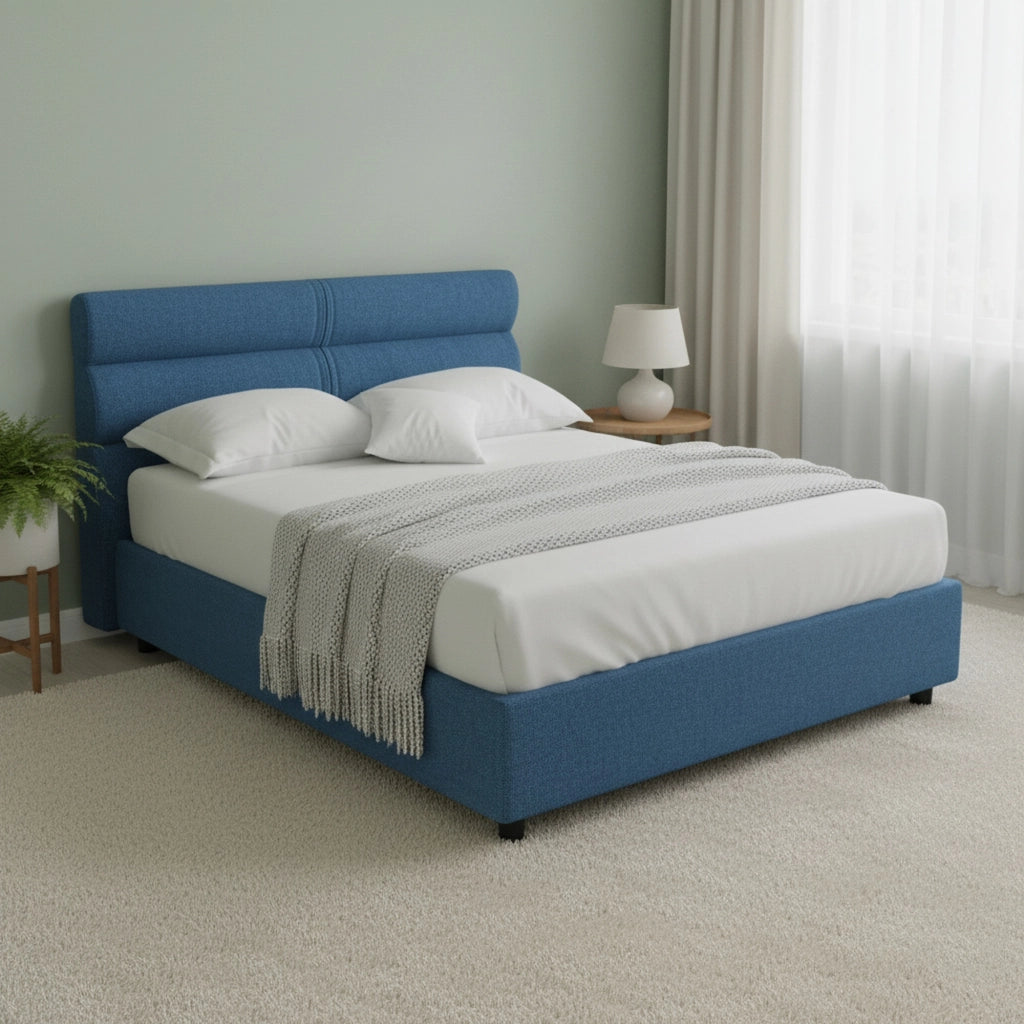 Letto Matrimoniale Brienno, Letto Matrimoniale Sfoderabile Made in Italy, blu