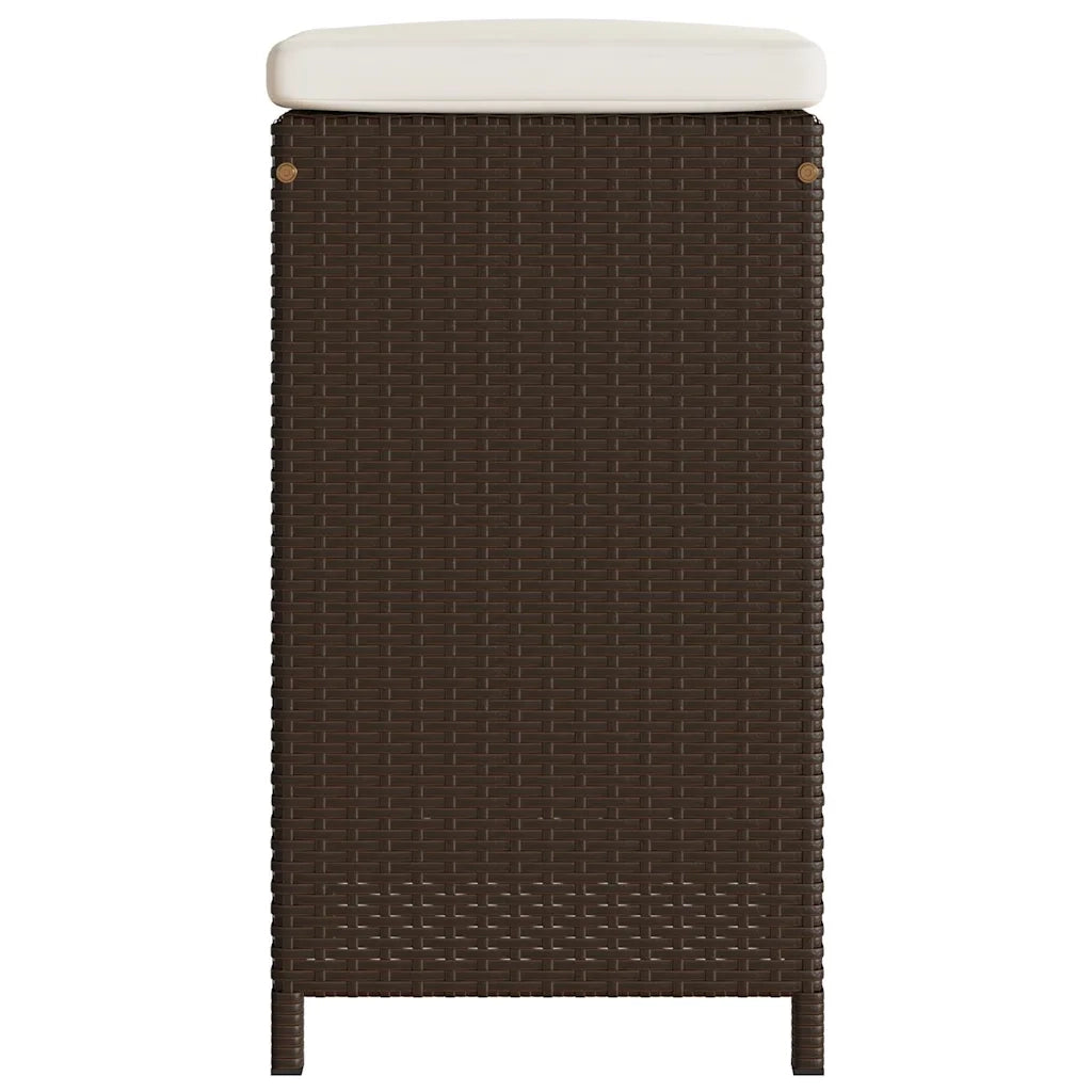 vidaXL Sgabelli Bar da Giardino con Cuscini 4 pz Marroni in Polyrattan