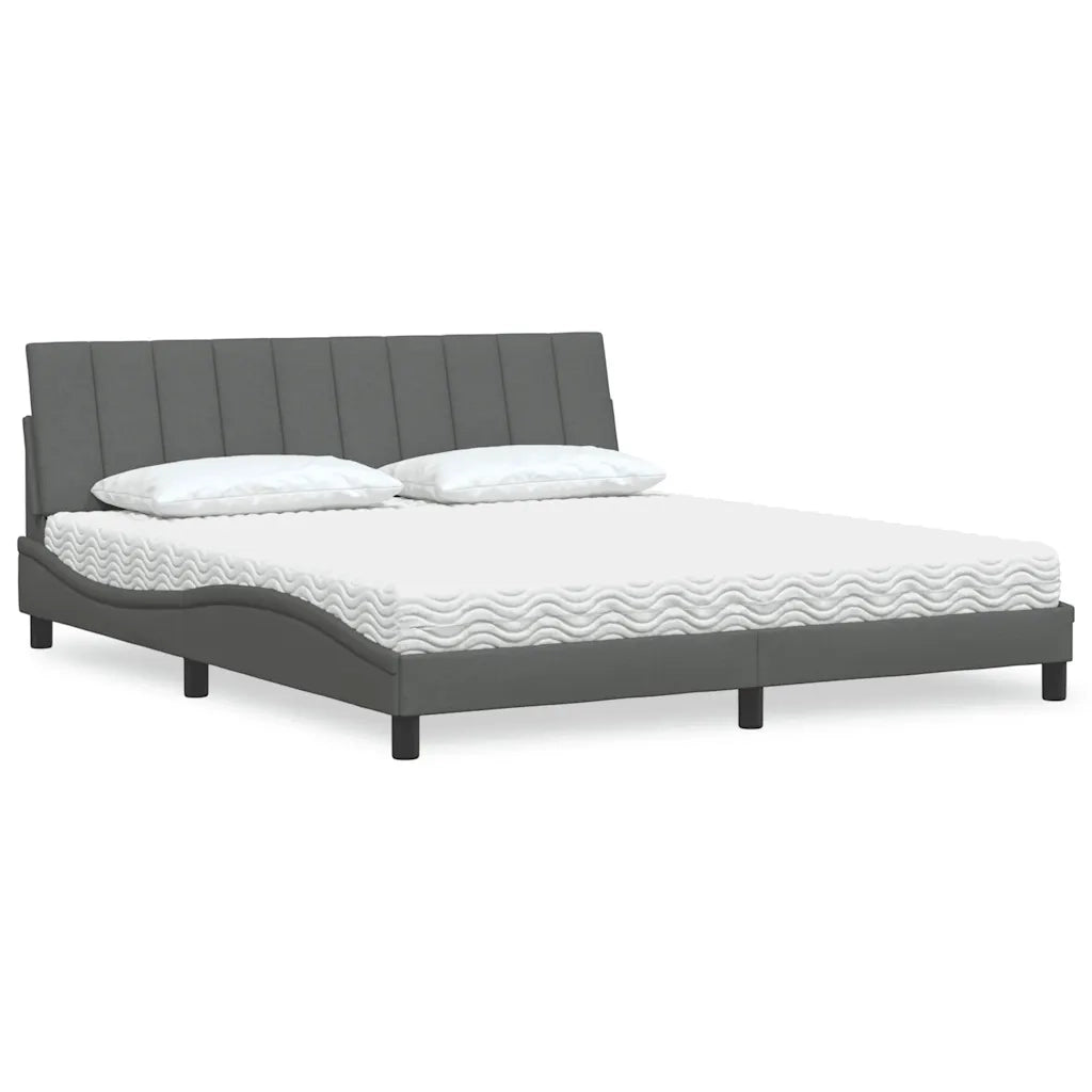 Letto con Materasso Hanko Grigio Scuro 180x200 cm Tessuto 3310546