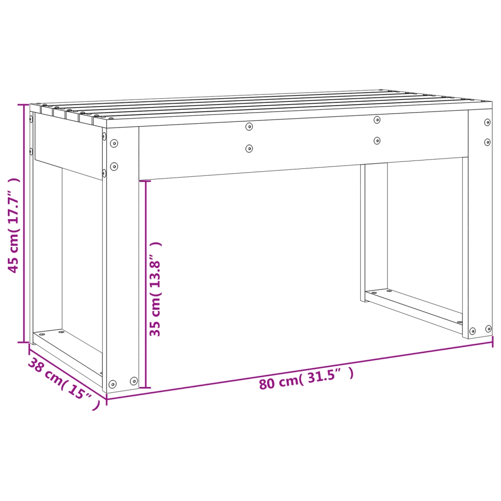 Panchina da Giardino | Panca da Giardino 80x38x45 cm in Legno Massello di Pino