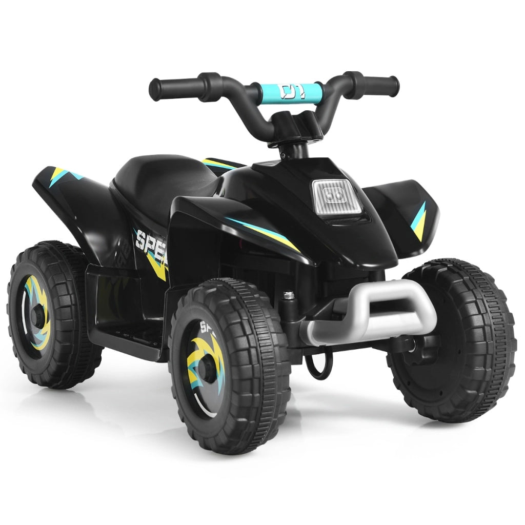 Quad cavalcabile alimentato a batteria 6V con velocit¨¤ massima 4,6 km/h, Mini quad ATV per bambini Nero-Macchinine giocattoli