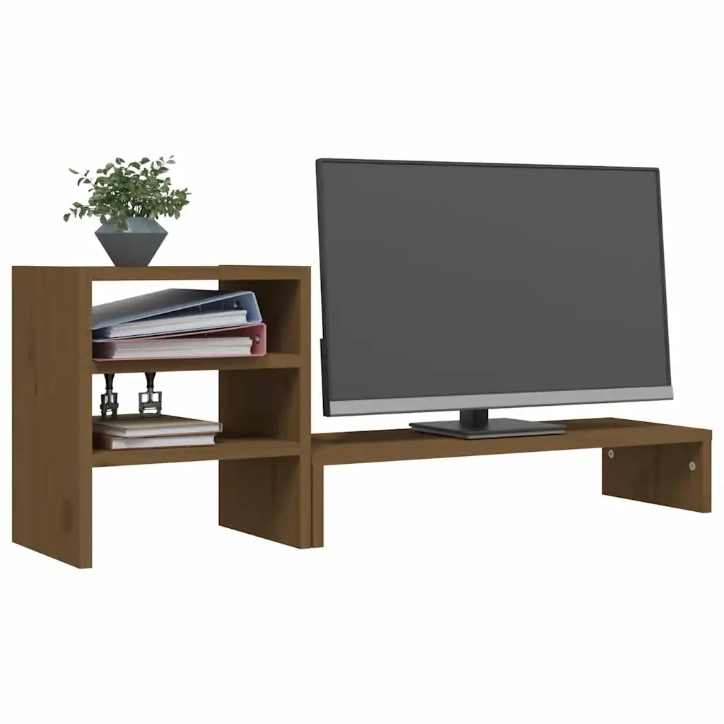 Supporto per Monitor ambra 81x20x30 cm Legno Massello di Pino 813997
